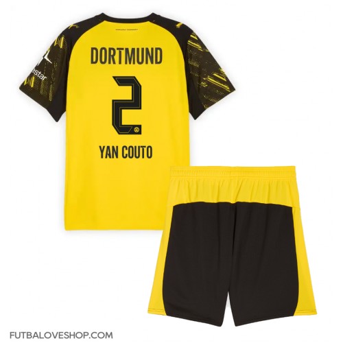 Dres Borussia Dortmund Yan Couto #2 Domáci pre deti 2025-26 Krátky Rukáv (+ trenírky)